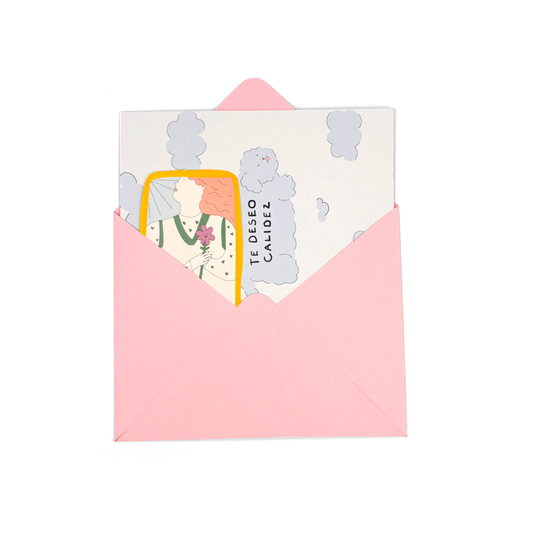 Tarjeta perrito nube calidez